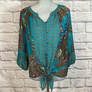 Olive Hill semi sheer tunic blouse